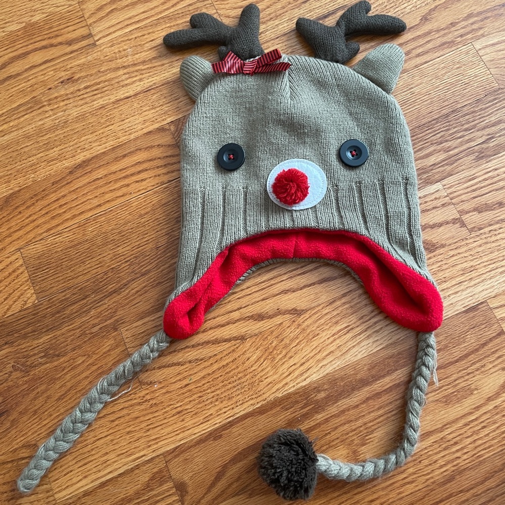 Girls Winter Hat; Reindeer, Size: Universal